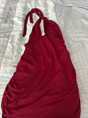 SHEIN Red Halter Neck Slip Dress